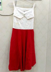 Elegant White & Red Dress