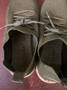 Olive Green Knit Casual Shoes
