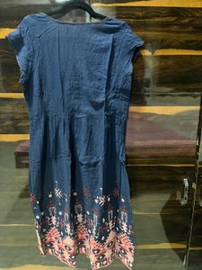 Embroidered Navy Blue Maxi Dress