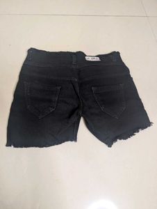 Black Denim High Waisted Shorts