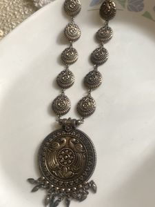 Oxidized Silver Peacock Necklace