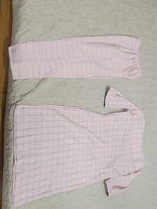 Pink Checked Kurta &amp; pant with attached jacket