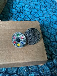 Vintage Silver Tone Colorful Stud Earrings