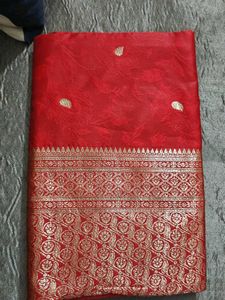Beautiful Red Banarasi Silk Saree
