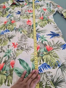 Oversized Satin Beachy Floral Long Shirt