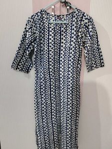Blue &amp; White Printed Kurta