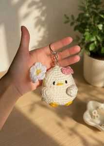 Cute Crochet Chick Keychain