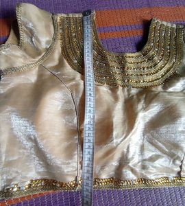 Elegant Gold + cream colour Embroidered Blouse