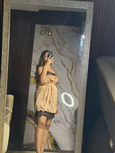 Satin Lace Trim Slip Dress