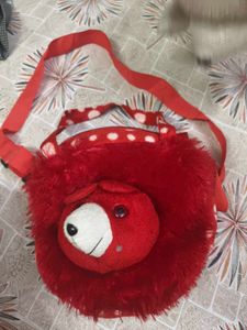 Cute Red Bear Plush Crossbody Bag
