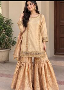 Peach Kurta Set with Sharara