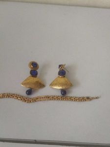 Gold Toned Earring and Bracelet Set