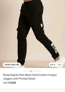 100% Cotton Black Cargo Pants for Men