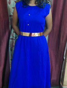 Royal Blue Maxi Dress with Gold Belt