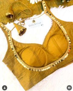 mustard yelow blouse- tafeta or raw silk o satin