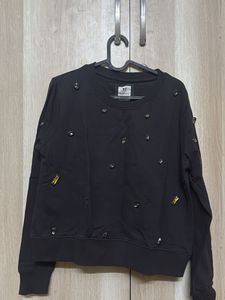 Black Embellished Sweatshirt