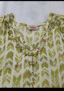 Green Printed Kurta with Pants Set