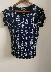 White Flower Print Top