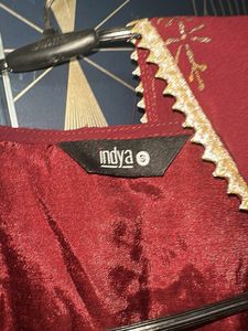 Pre-draped Indya Maroon Silk Saree Dress