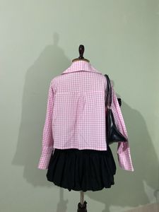 Pink Gingham Collared Shirt
