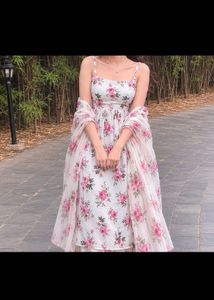 Floral Print Spaghetti Strap Gown