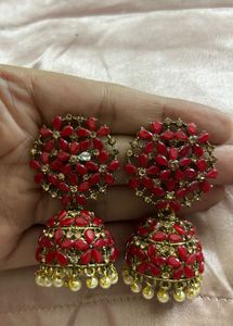 Beautiful Red Jhumka Earrings