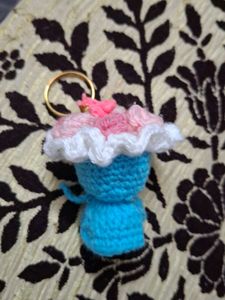 handmade crochet flower bouquet keychain