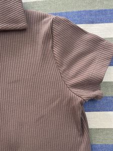 Ribbed Polo crop Top