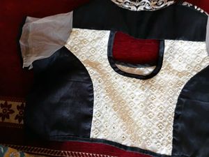 Elegant Black &amp; White Embroidered Blouse