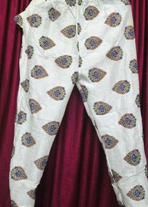 White Printed co ord set with Belt