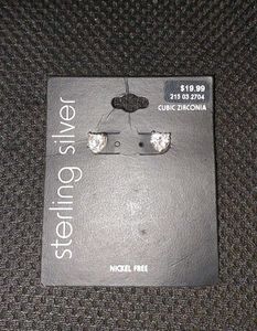Sterling Silver Cubic Zirconia Heart Earrings