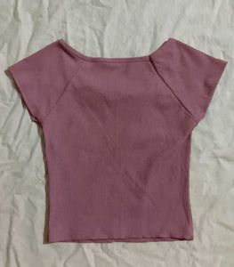 mauve ribbed square neck top