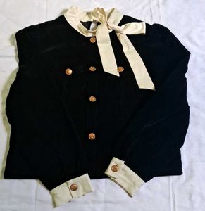Vintage Black Velvet Skirt Suit