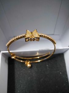 Adjustable Gold Butterfly Bangle Bracelet
