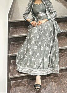 Elegant Floral Print Lehenga Choli jacket set