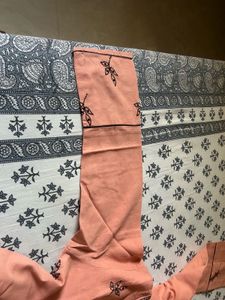 Peach Embroidered Cotton Kurta Set