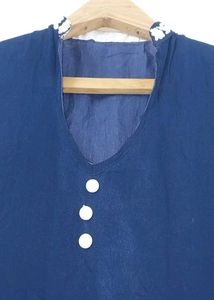 Elegant Navy Blue Kurta with White Embroidery