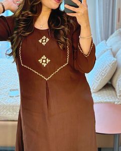 Elegant Brown Embroidered Kurta