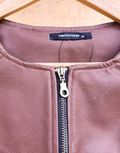 Hermosear Faux Leather Mid Brown Crop Jacket