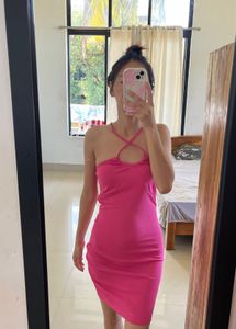 Hot Pink Halter Neck Bodycon Dress