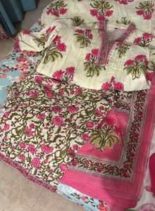 Women's Floral Print Kurta Set with Dupatta