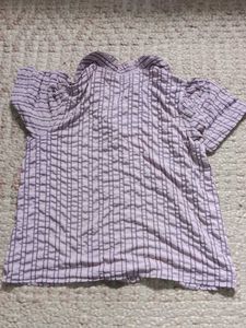 Light Purple Striped Puff Sleeve Top