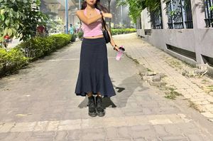 y2k Stylish Dark Blue Maxi Skirt