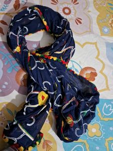 Blue Printed Anarkali Gown with dupatta