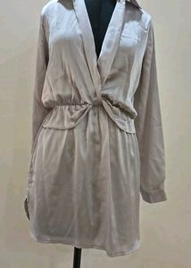 Elegant Satin Wrap Dress