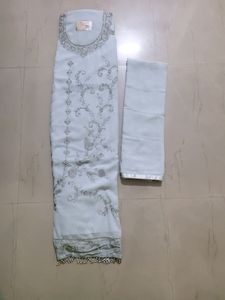 Semi Stitched Embroidery Suit Grey Colour