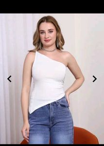 White One-Shoulder Sparkle Top
