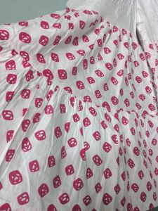 Pink &amp; White Tiered Kurta Set