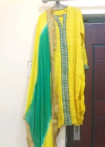 Yellow & Green Kurta Set