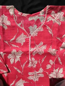 Floral Print Pink Kurta